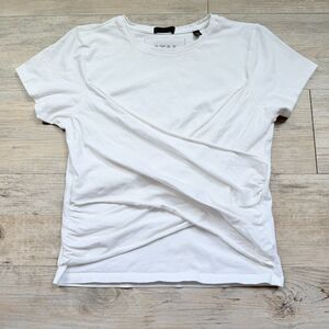 ATM Anthony Thomas Melillo White Draped Wrap Top Size Medium Minimal Luxury Tee